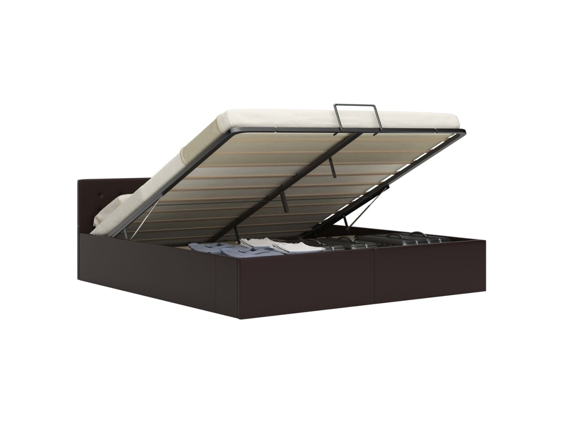Cama Vidaxl Cinzeto Couro Artificial (160 X 200 Cm)