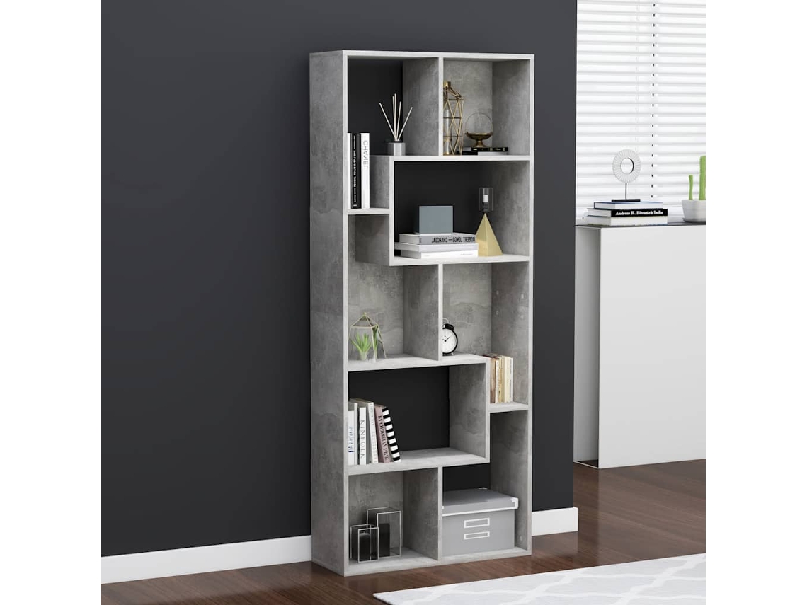 Vidaxl Estante 67x24x161 Cm Derivados De Madeira Cinzento Cimento