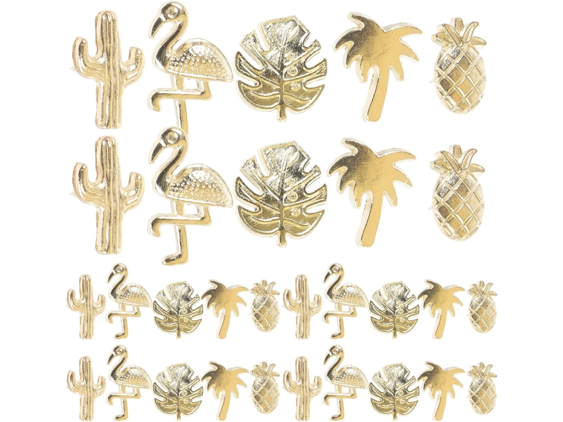 Conjunto de 30 Tachinhas Multifuncionais em Metal Dourado, com Design Original de Cacto, Perfeitas para Mesa e