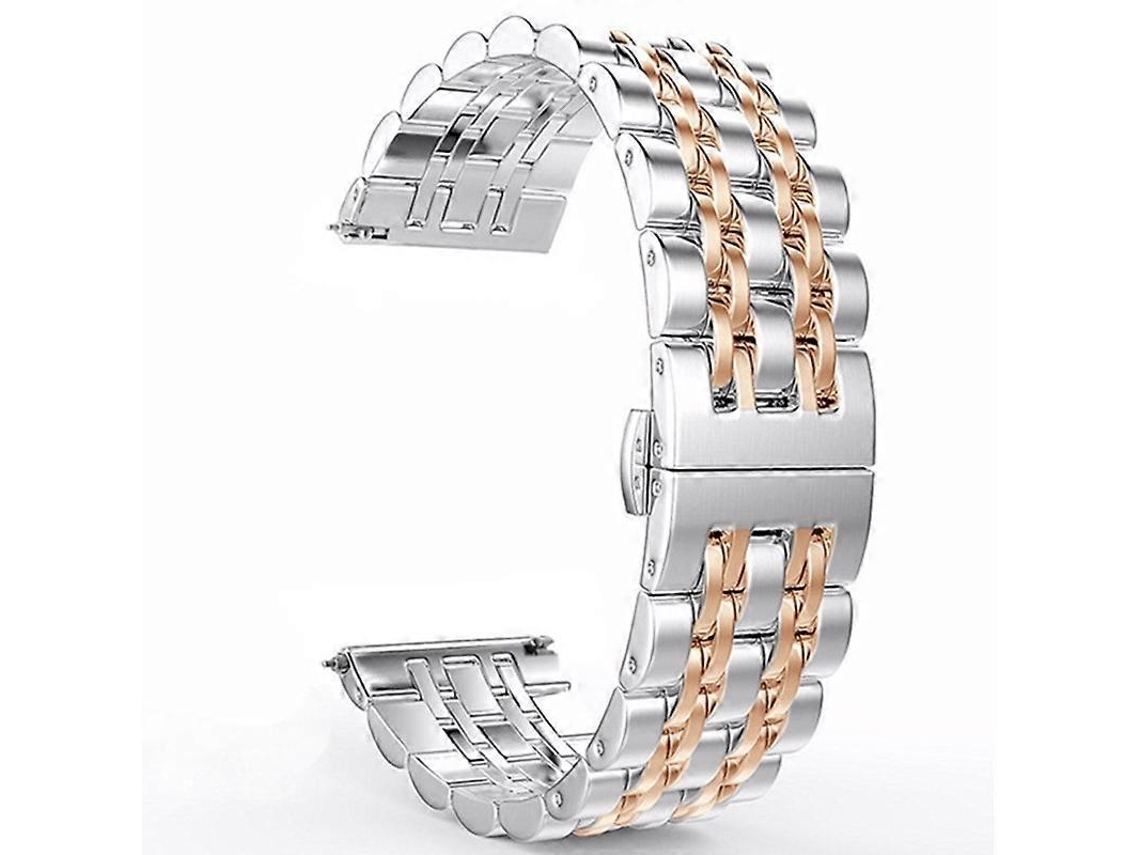 Pulseira De Aço Inoxidável De 22 Mm Com Sete Contas Para Relógio Masculino