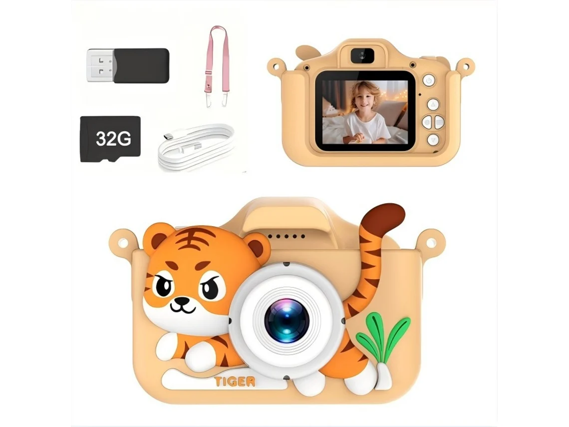 Câmera Infantil, Mini Câmera De Desenho Animado, Câmera Digital Adequada Para Presentes De Natal Para Crianças 32g Amarelo Brilvibera