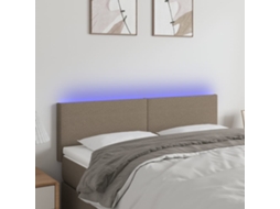 Vidaxl Cabeceira Cama Luzes Led Tecido 144x5x78/88cm Cinza-acastanhado