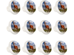 Puxadores E Maçanetas Redondas Para Armários De Cozinha, Conjunto De 12 Peças, Estampa Blue Sky Horse Grass