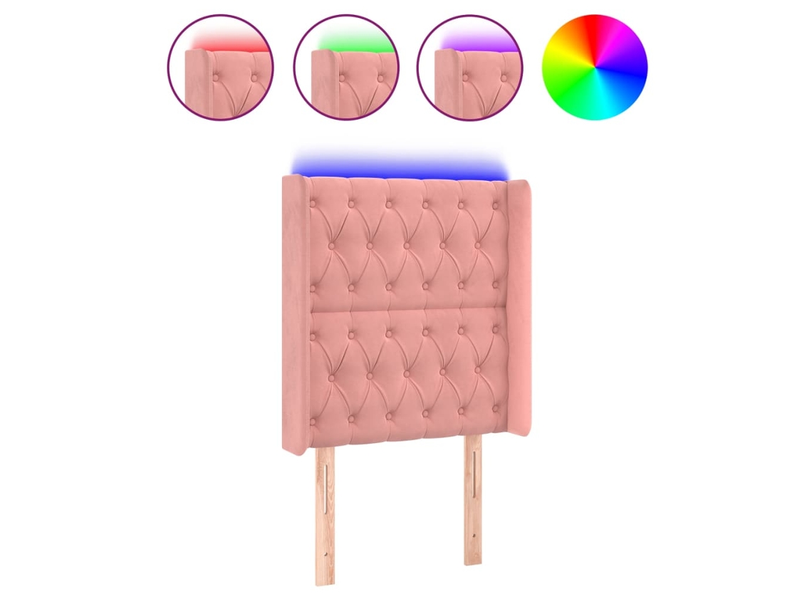 Led Headboard, Led Headboards Vidaxl Cor-de-rosa Veludo (83 X 16 X 118/128 Cm)