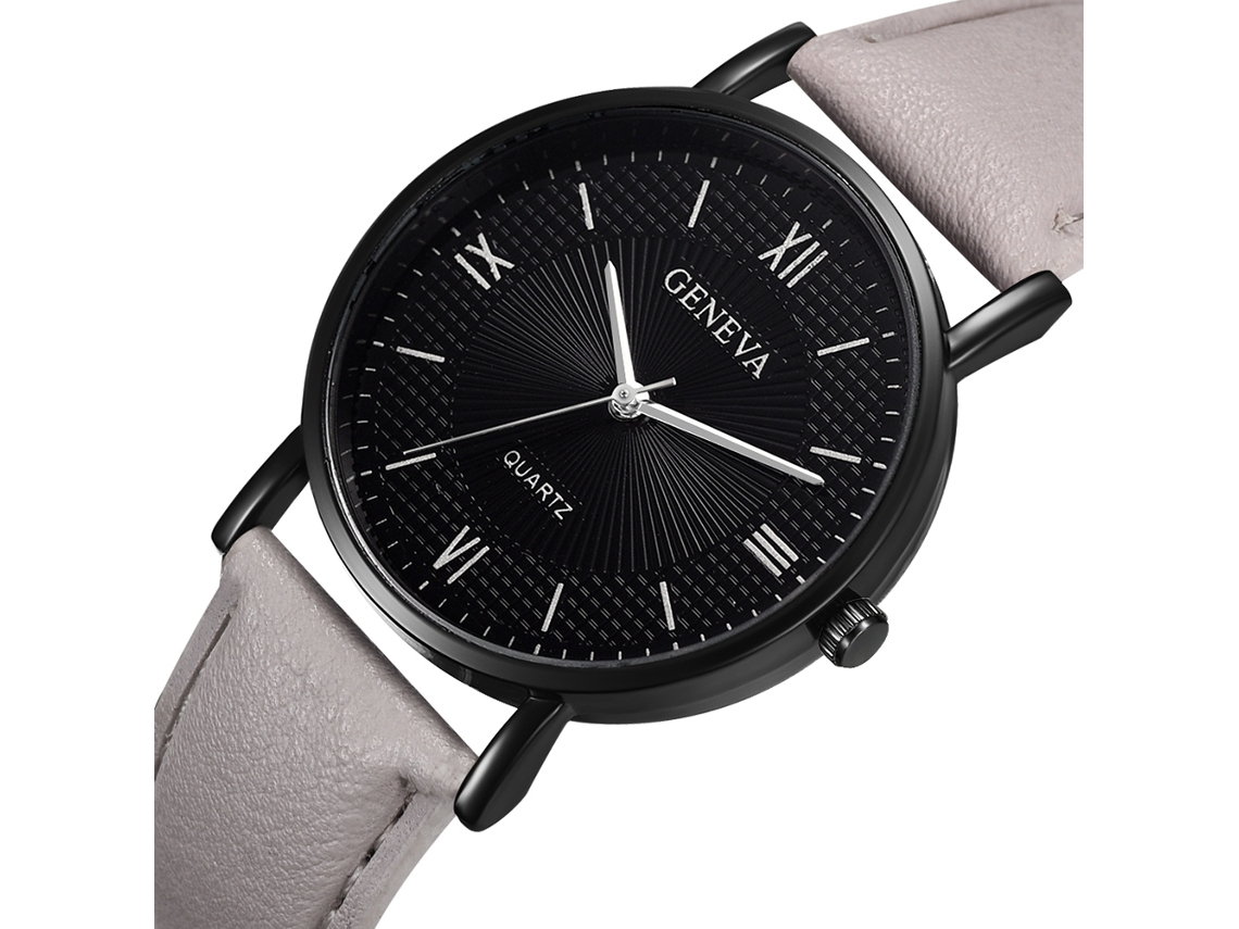 Relógio Masculino de Negócio Pulseira de Couro Pu Casual Quartzo Prata Cinza