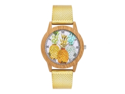Relógio de quartzo unissex com pulseira de silicone e mostrador com numerais romanos (dourado)