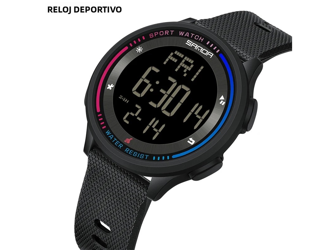 Relógio Minimalista MDUG unissex com visor Led e pulseira de silicone preta
