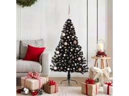 Vidaxl Árvore De Natal Artificial Pré-iluminada Preto 150 Cm Pvc