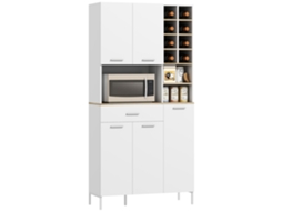 Armário de Cozinha com Prateleiras Abertas, Compartimentos e Suporte para Vinhos Branco S/MARCA