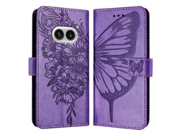 Capa De Celular Em Couro Com Borboleta Em Relevo Para Nothing Phone 2a