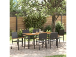 Vidaxl Conjunto De Jantar Para Jardim 7 Pcs Preto Vime Pe
