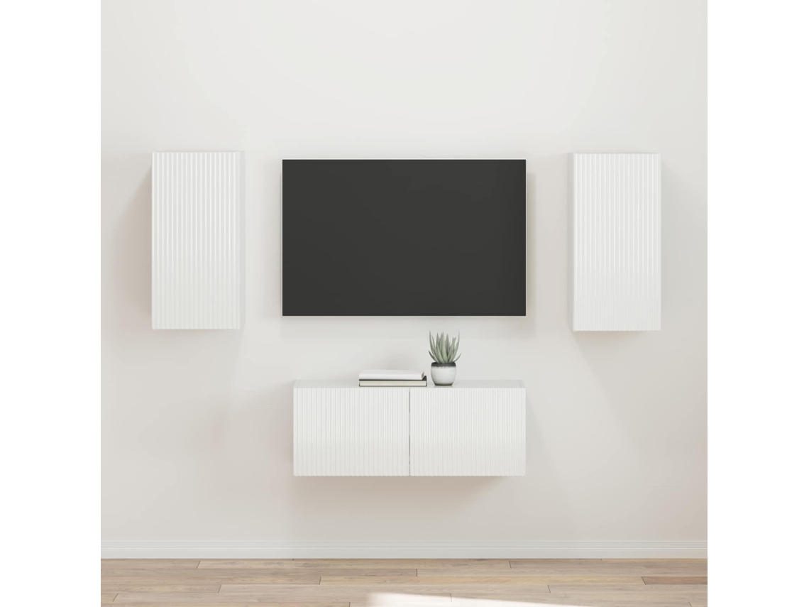 Vidaxl Conjunto De Móvel De Tv 2 Pcs Branco Brilhante