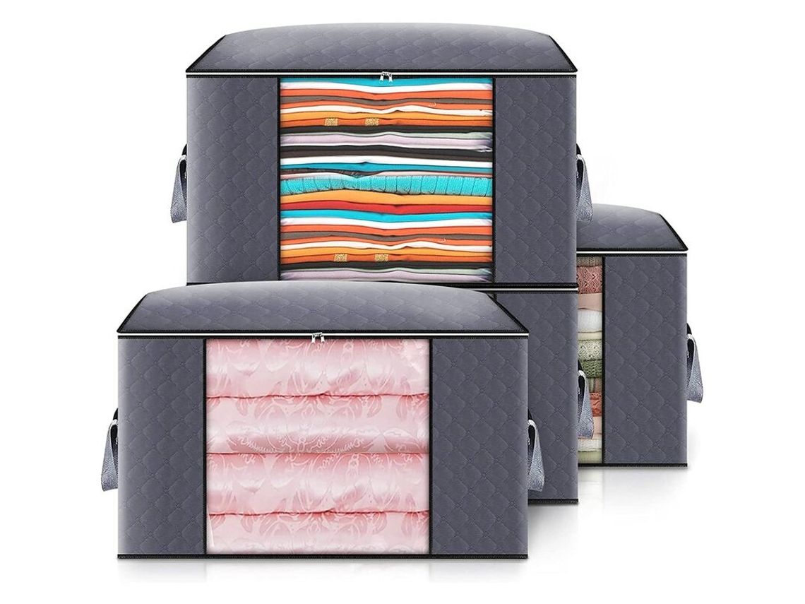 Conjunto De 4 Sacos De Armazenamento Grossos Em Tnt Com Para Edredons, Cobertores, Travesseiros, Brinquedos, Jaquetas E Roupas