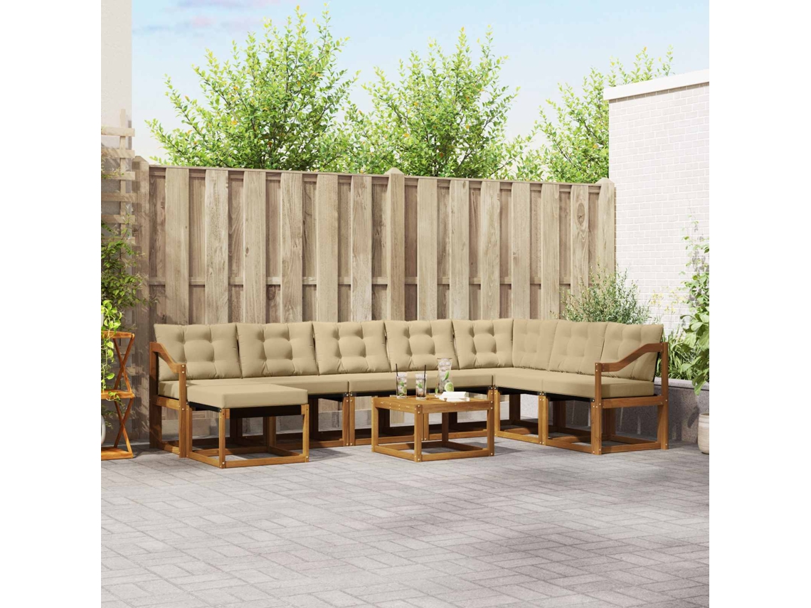 Vidaxl Conjunto De Sofás Para Exterior 9 Pcs Natural E Bege