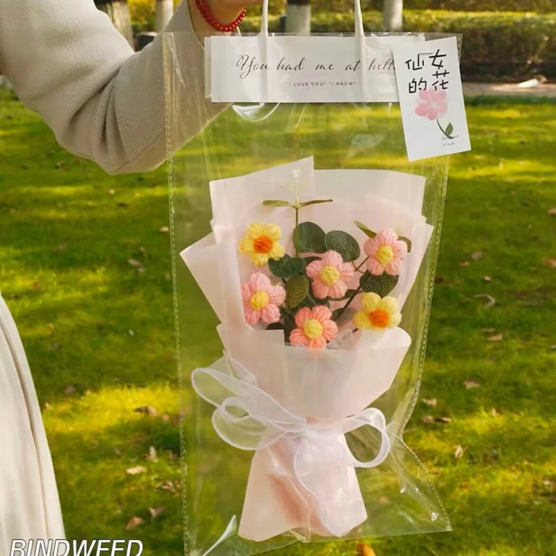 Buquês de Formatura Feitos À Mão em Crochê, Buquês Artificiais para Decoração de Casamento. MDUG
