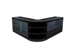 Conjunto de Balcões Comerciais MonsterShop Calliope, Preto, K1500C1500LM60, MDF e Vidro Temperado