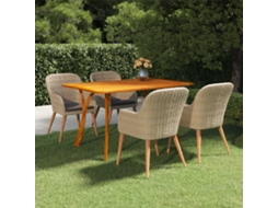 Vidaxl 5 Pcs Conjunto De Jantar Para Jardim Castanho