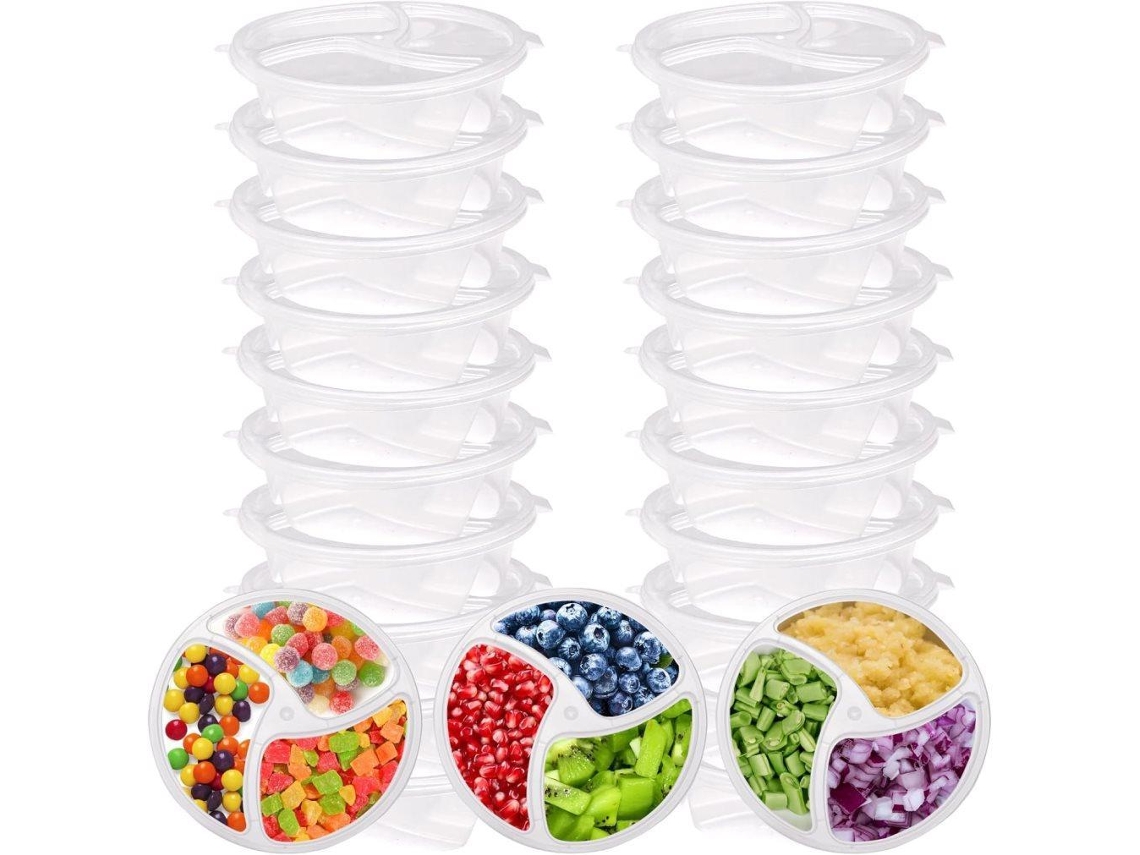 Conjunto De Lancheira E Porta-lanches Com 3 Compartimentos, 10, 20, 50 Unidades, Recipientes Reutilizáveis Para Molhos E Condimentos