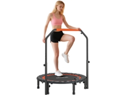 Trampolim Fitness Ø102cm Dobrável Halteres 99 123cm Lcd Monitor Interno Preto