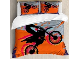2026 conjunto de Fundo de Edredón e Almofada com Design 3d de Motocross Dirt Bike para Queen
