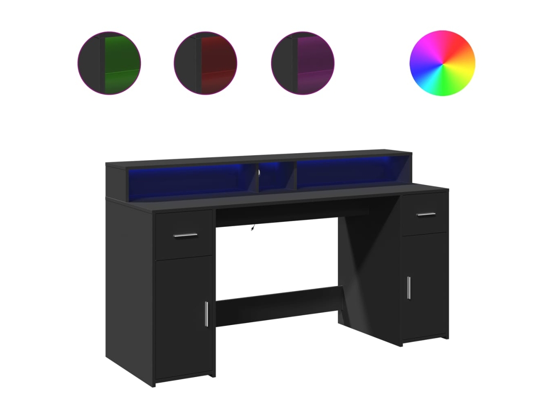 Desk, Desks Vidaxl Preto Madeira Processada (160 X 55 X 91 Cm)