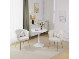 Conjunto De 2 Cadeiras Modernas Em Veludo Para Sala De Estar, Banheiro Ou Quarto, Com Encosto Em Pétalas, Pés Dourados E Almofada Borboleta Quenty
