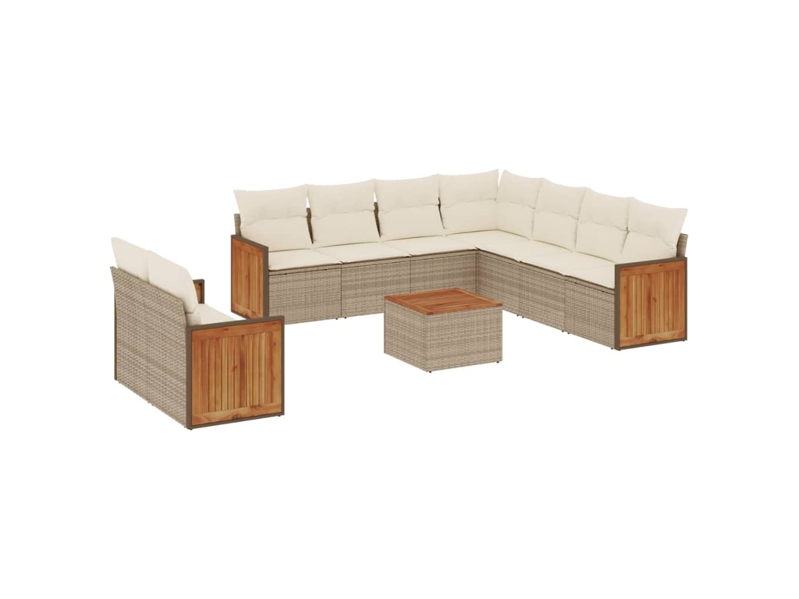 Maison Exclusive - 10 Pcs Conjunto De Sofás P/ Jardim Com Almofadões Vime Pe Bege