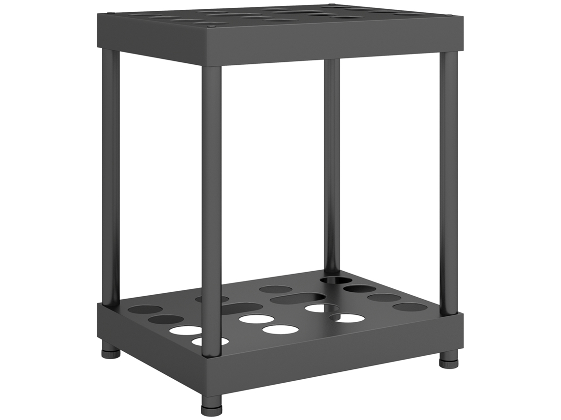 Organizador De Ferramentas De Jardim, 16 Compartimentos, Suporte De 2 Níveis, 42 X 33 X 50 Cm, Preto