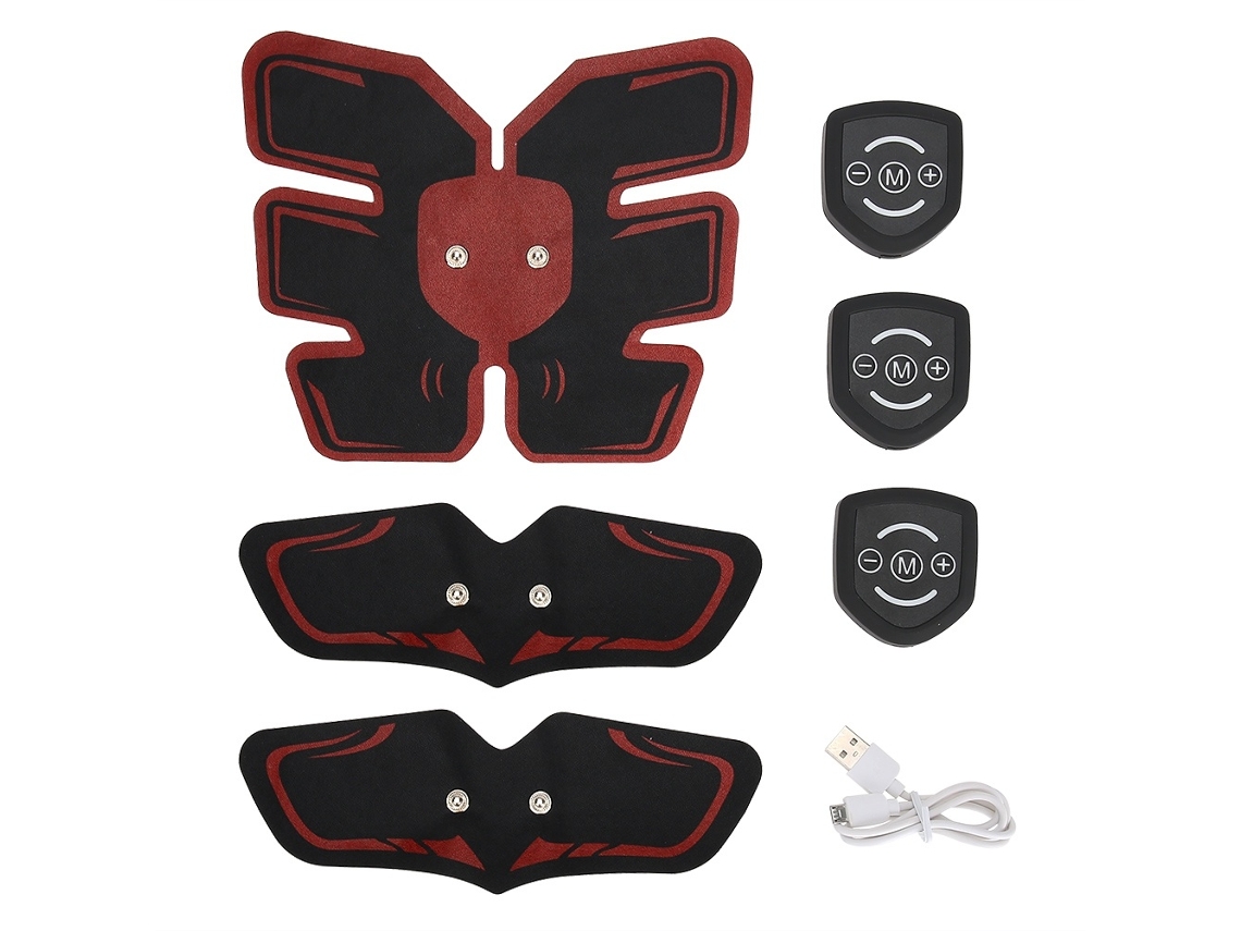 Lurelia Equipamento Treino Estimulador Muscular Ems Portátil Para Massagem Abdominal, Equipamento De Treinamento Físico E Exercícios, Vermelho