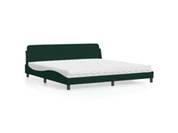 Vidaxl Cama Com Colchão Dover 200x200 Cm Veludo Verde-escuro