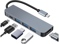Hub Usb-c Pd100w - 4k Hdmi - 3 Portas Usb-a - Adaptador Multifuncional