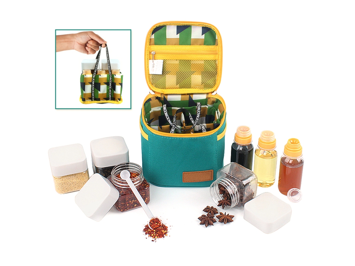 Mali conjunto de Frascos de Tempero Portátil para Camping Churrasco Acessórios com Sacola de Armazenamento
