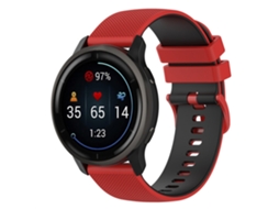 Bracelete Silicone Textura Grade Colorida com Fivela 22Mm para Garmin Vivoactive 4/Forerunner 255 Vermelho/Preto