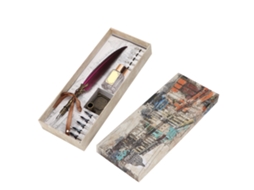 Set Pluma De Pluma Vintage Creativa Con Tinta Y Caja Regalo Para Amantes Profesores Colegas Morado