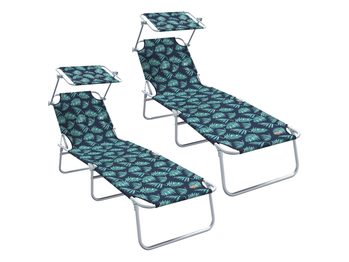 Conjunto 2 Espreguiçadeira Vidaxl Verde Poliéster (58 X 188 X 77cm)