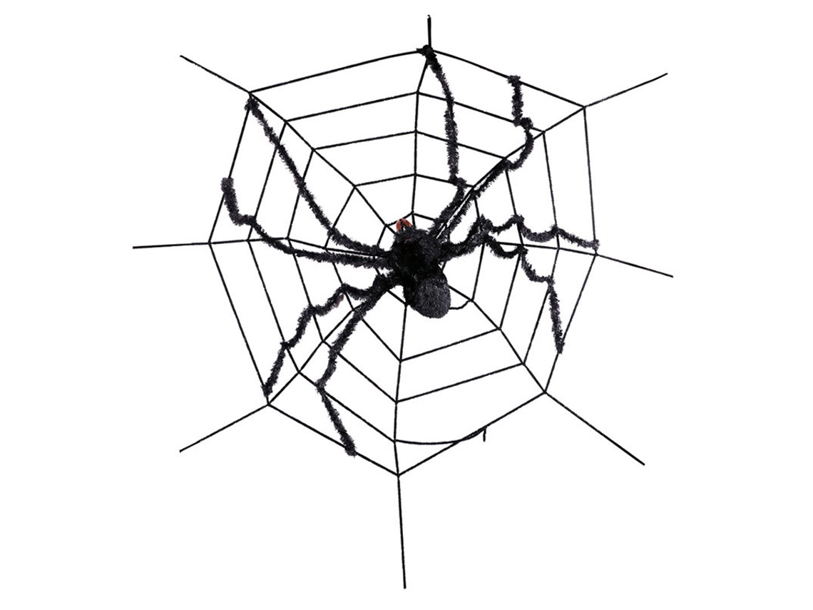 Adereço EUROCARNAVALES Teia De Aranha Com Aranha Gigante 180X180 Cm