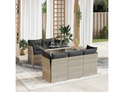 Vidaxl 6 Pcs Conj. Sofás Jardim Com Almofadões Vime Pe Cinzento-claro