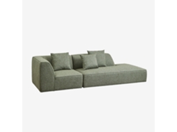 Sklum Sofá Modular De Canto Em 2 Peças Com Chaise Longue Direito Estofado Cardea Poliéster                       Bouclé Verde Sálvia