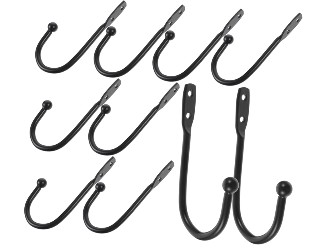 Conjunto De 10 Ganchos Parede Decorativos Metal Amosfun Para Roupas, C