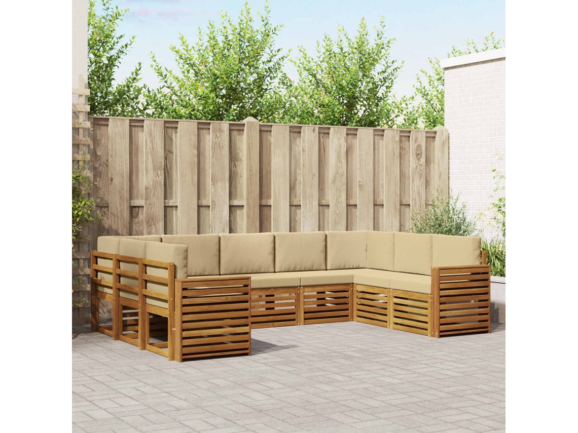 Vidaxl Conjunto De Sofás Para Exterior 9 Unid. Natural E Bege