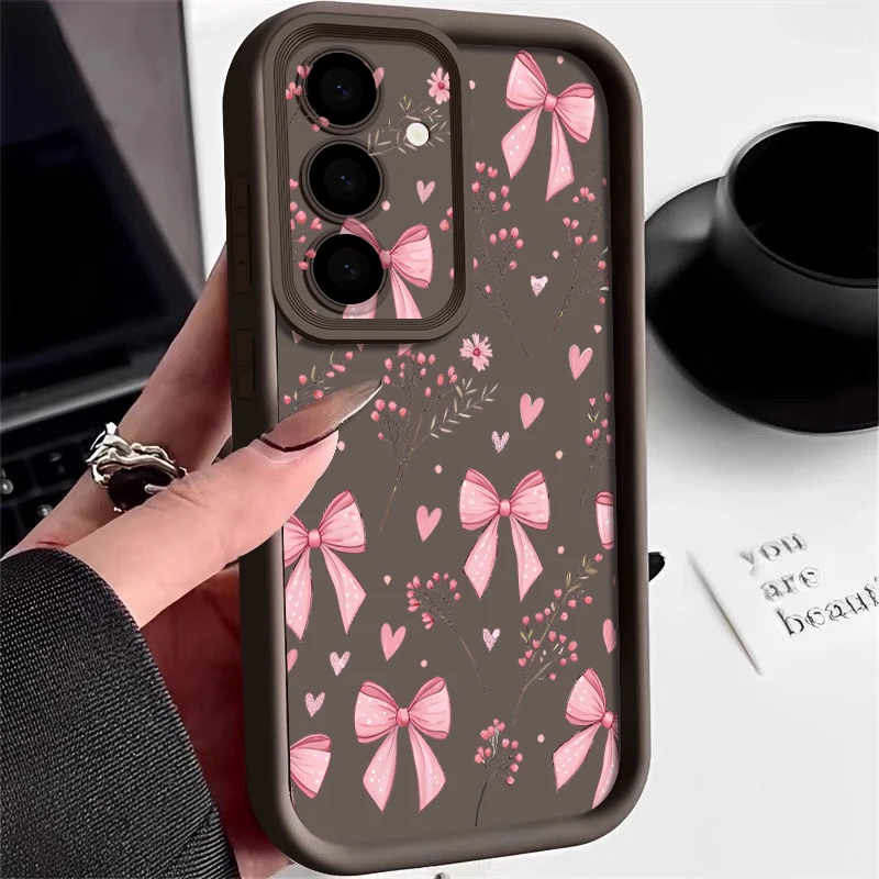 (café) Capa De Celular Galaxy S23 Com Estampa De Laço Fofo, Capa Macia