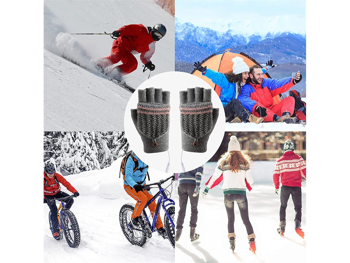 Cinza-escuras tengoo Luvas Aquecidas 1 Par Tricô Sem Dedos Confortáveis Inverno Interno Externo
