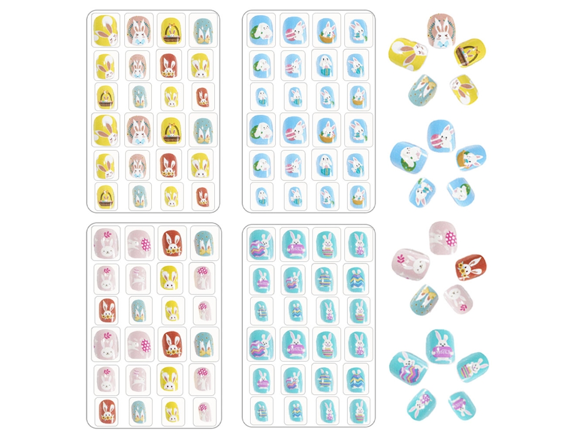 Conjuntos De Unhas Falsas De Páscoa Para Crianças Unhas Postiças Curtas E Completas Unhas Postiças Para Crianças -Estilo1 ZMDECQNA 4 Un