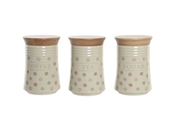 Garrafa Dkd Home Decor Padrão Bege Bambu E Grés 10x10x16 Cm