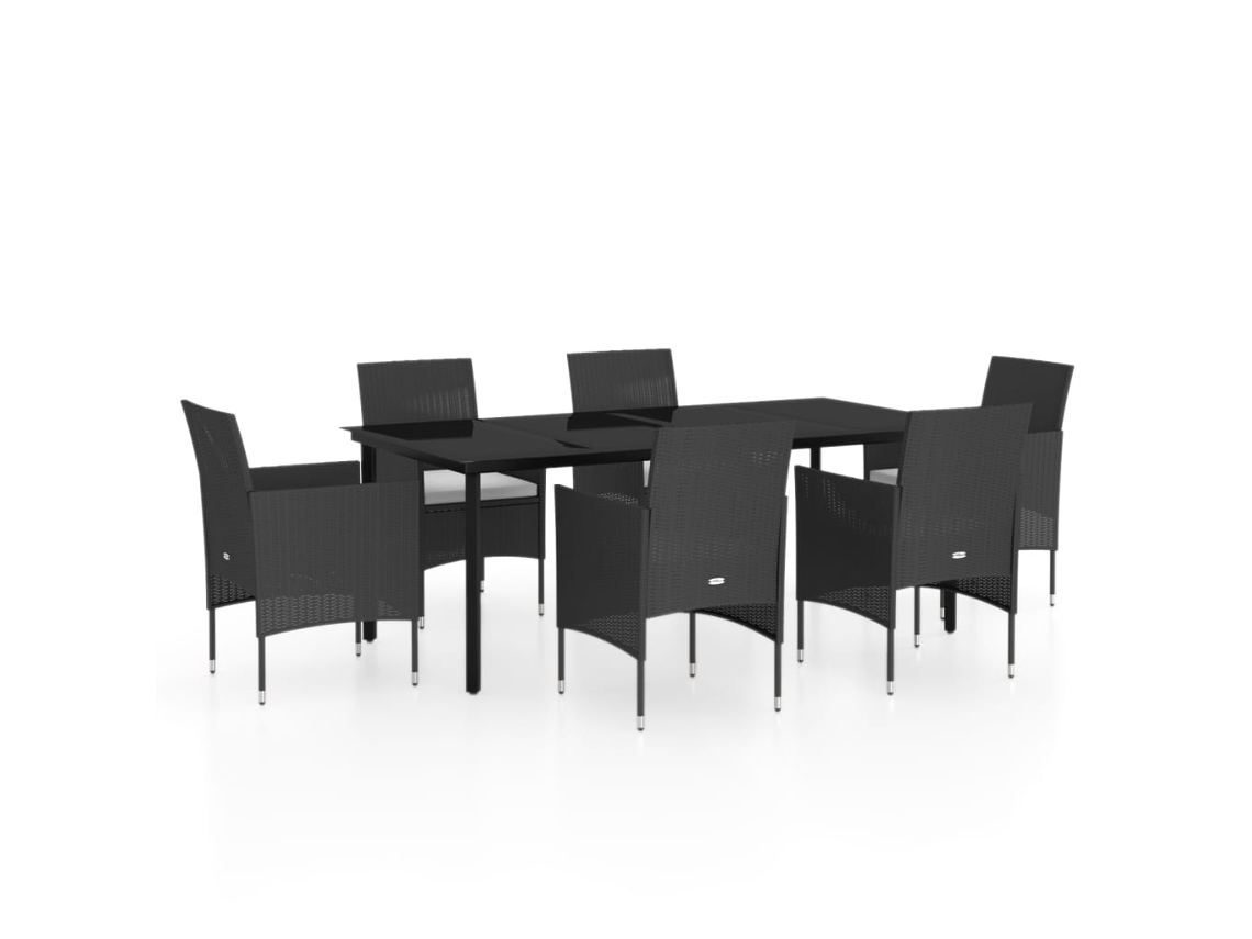 Garden Dining Set, Garden Dining Sets Vidaxl Preto Rattan / Vime (200 Cm Table Length)