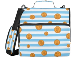 Mochila com zíper, nas cores azul e branca, com alça de ombro e altura ajustável, diversas opções de tamanho, 3,8 cm de largura quando dobrada, 3 compartimentos.