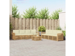 Vidaxl Conjunto De Sofás Para Exterior 9 Unid. Branco E Creme