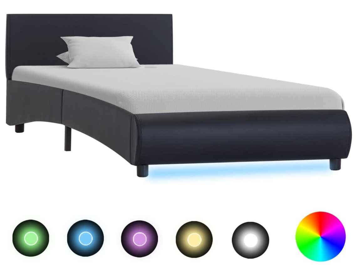 Bed Frame, Bed Frames Vidaxl Preto Couro Artificial (90 X 200 Cm)