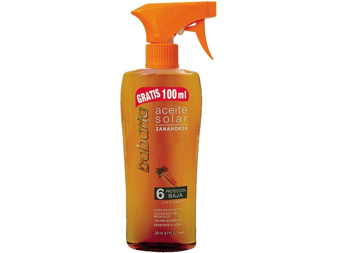 Óleo Bronzeador BABARIA Zanahoria SPF 6 (300 ml)