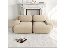 Sofá Love Seat Veludo Cotelê Modular, Sem Moldura, Braços Curvos, Base Antiderrapante, Estofamento Elástico Para Sala, Quarto, Home Theater, Bege.